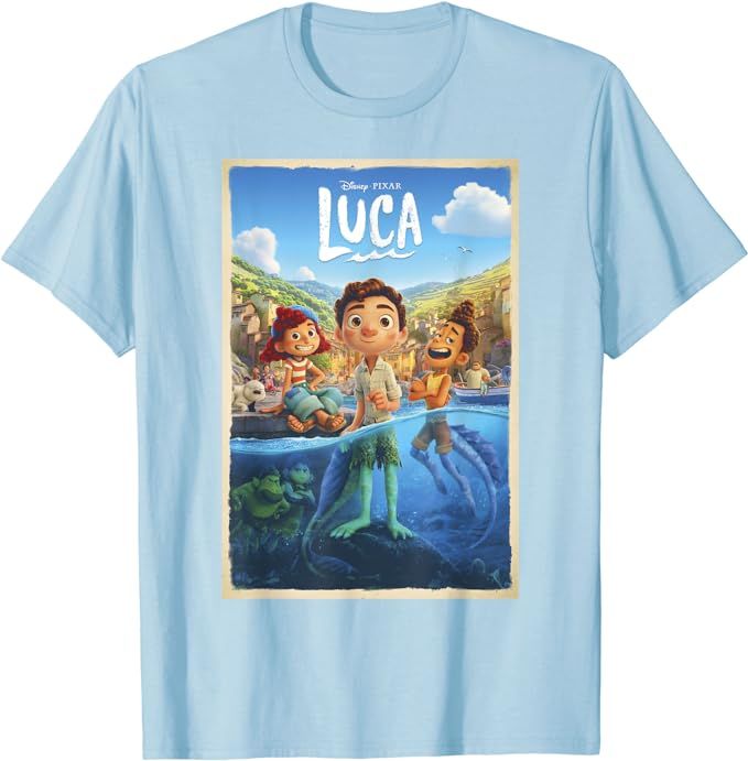 Disney Pixar Luca Movie Poster T-Shirt | Amazon (US)