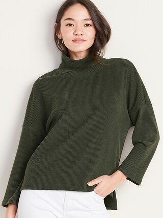 Brushed-Knit Mock-Neck Top for Women | Old Navy (US)