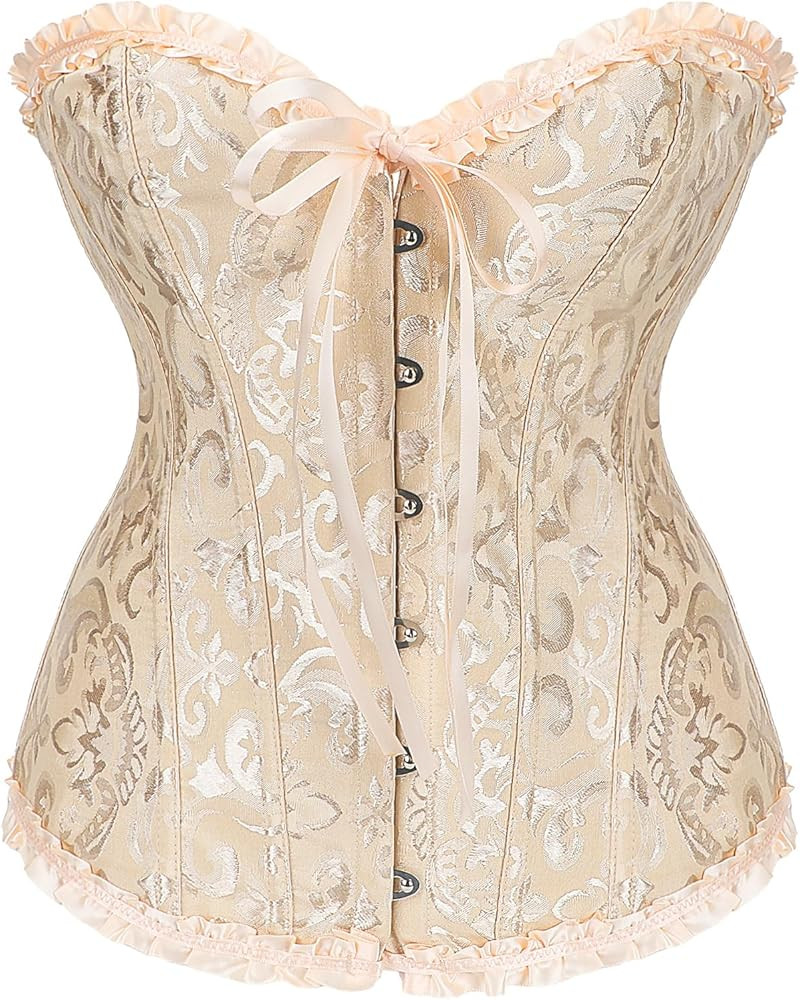 Women's Bustier Corset Lace Up Boned Overbust Bustier Lingerie Top | Amazon (US)