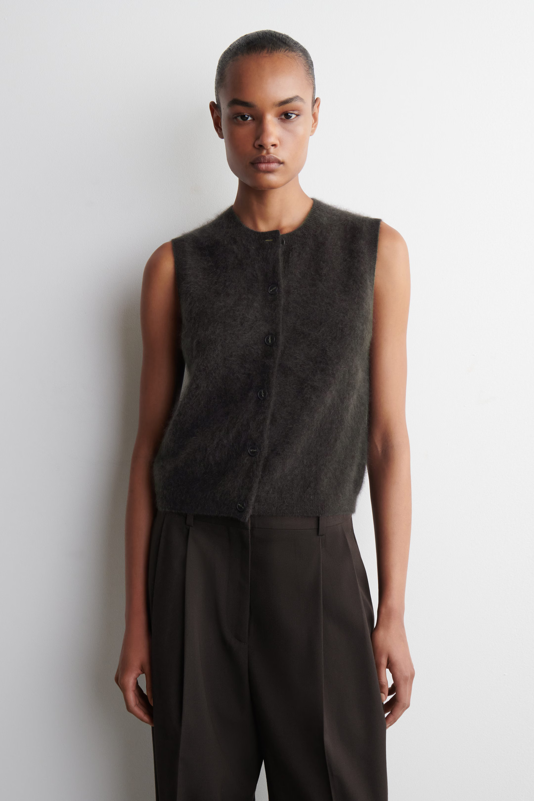 BRUSHED-CASHMERE WAISTCOAT - DARK BROWN | COS | COS UK