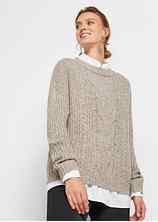 Pull d'hiver en maille avec motif torsadé - beige chiné | Bonprix FR