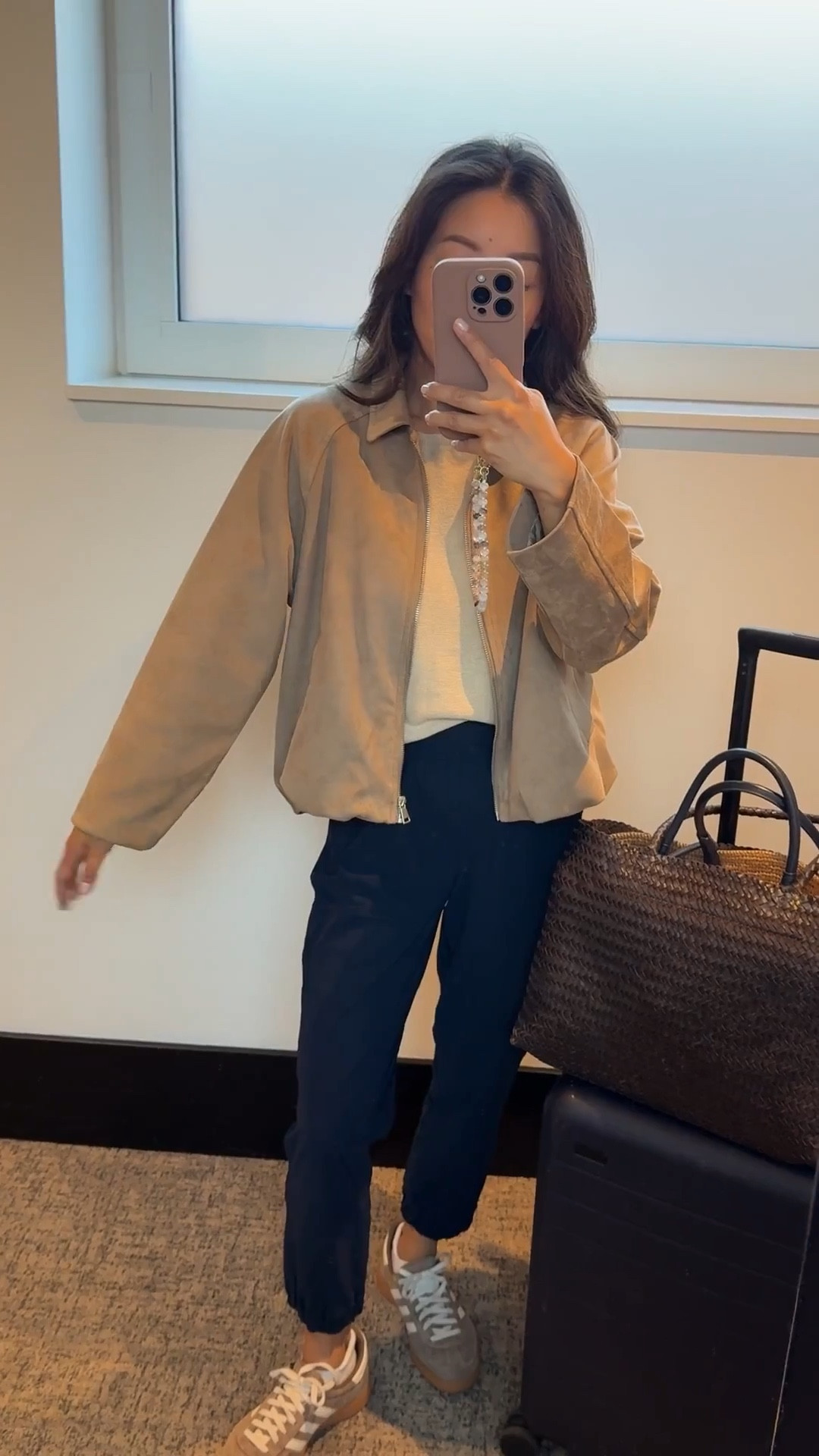 Jacket and sneakers restocked!

• Zara kids faux suede jacket - I got the kids size “12-13” which has a little room on me and fits like a women’s xxs.

Also linked their womens version in genuine suede 

• Adidas handball sneakers 5 , size down - comfy style with support, much more than gazelle or samba. Runs big 

• Lululemon  Cropped Jogger in true navy size 2 - I’m five feet tall in the 23” inseam for a cropped length that hits above my ankles

• Quince lightweight cotton Dolman sweater xs - loose oversized cut with an easy, sophisticated look. Xs is a generous fit on me, I usually full or half tuck this and you can shrink it by washing on warm 

• Away suitcase in the “Bigger” expandable carry on size that’s been great for travels

• Madewell woven bag - my exact color is sold out but also comes in a cream color

Travel outfit, airport style, mom style

#LTKActive #LTKTravel #LTKPetite