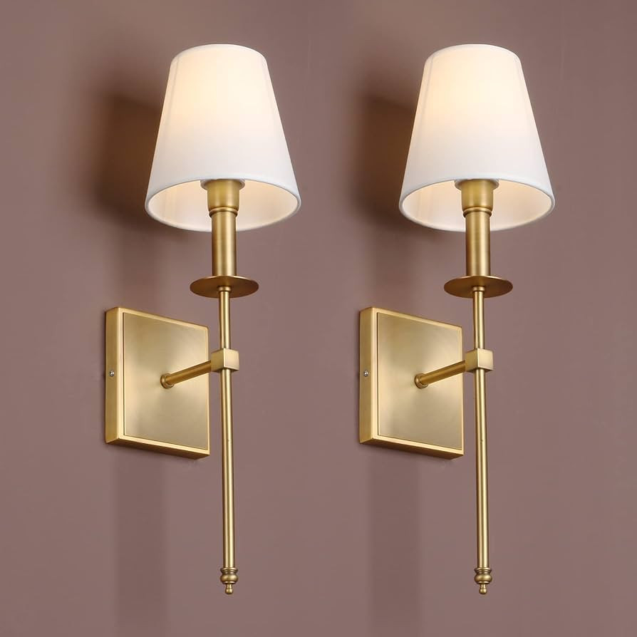 Yosoan Indoor Boho Retro Wall Sconce Set of 2, Vintage Industrial Brass Antique Hardwired Champag... | Amazon (US)
