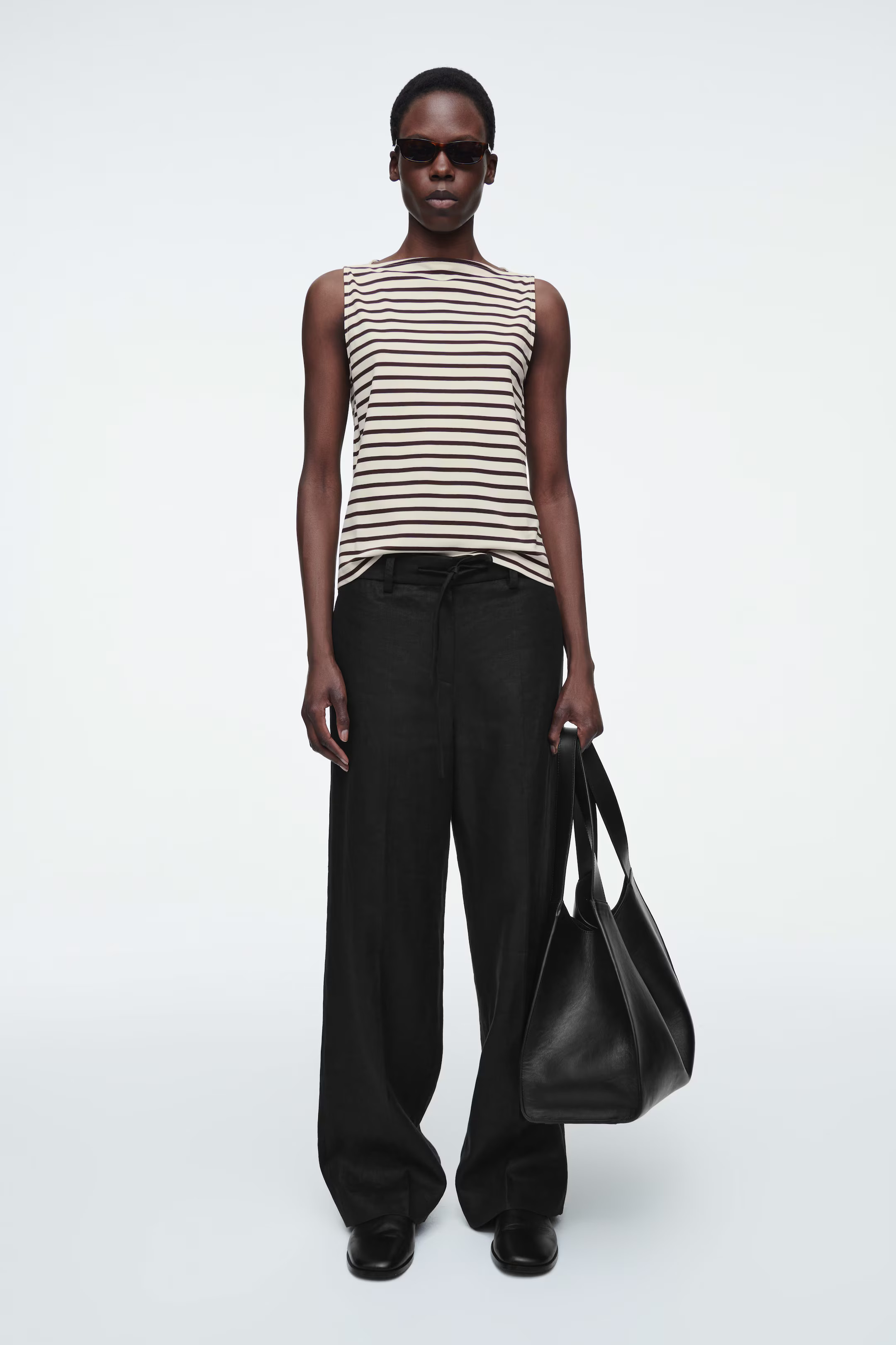 BOAT-NECK TANK TOP - IVORY / BROWN / STRIPED | COS UK