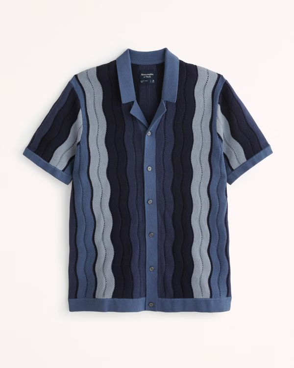 Wave Stitch Button-Through Sweater Polo | Abercrombie & Fitch (US)