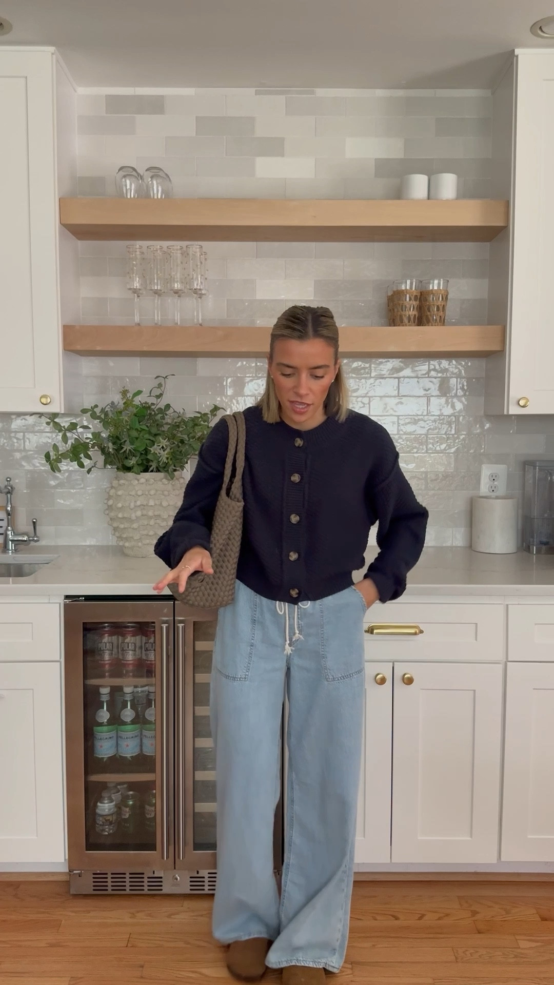 XS pants 
S cardigan

#LTKootd #LTKmomlife