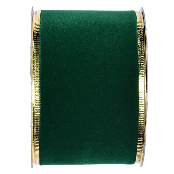 2.5" Green Velvet Sonic Edge Ribbon, 10yd | At Home