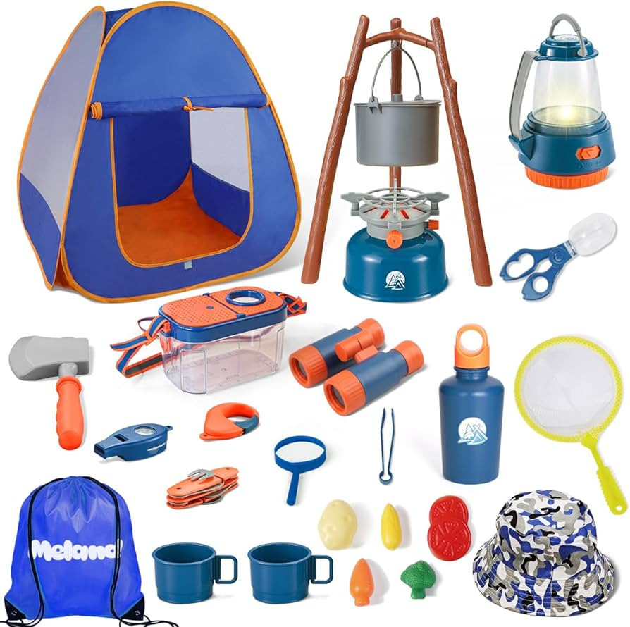 Meland Kids Camping Set with Tent - Camping Gear Toy with Pretend Play Outdoor Toy for Toddlers B... | Amazon (US)