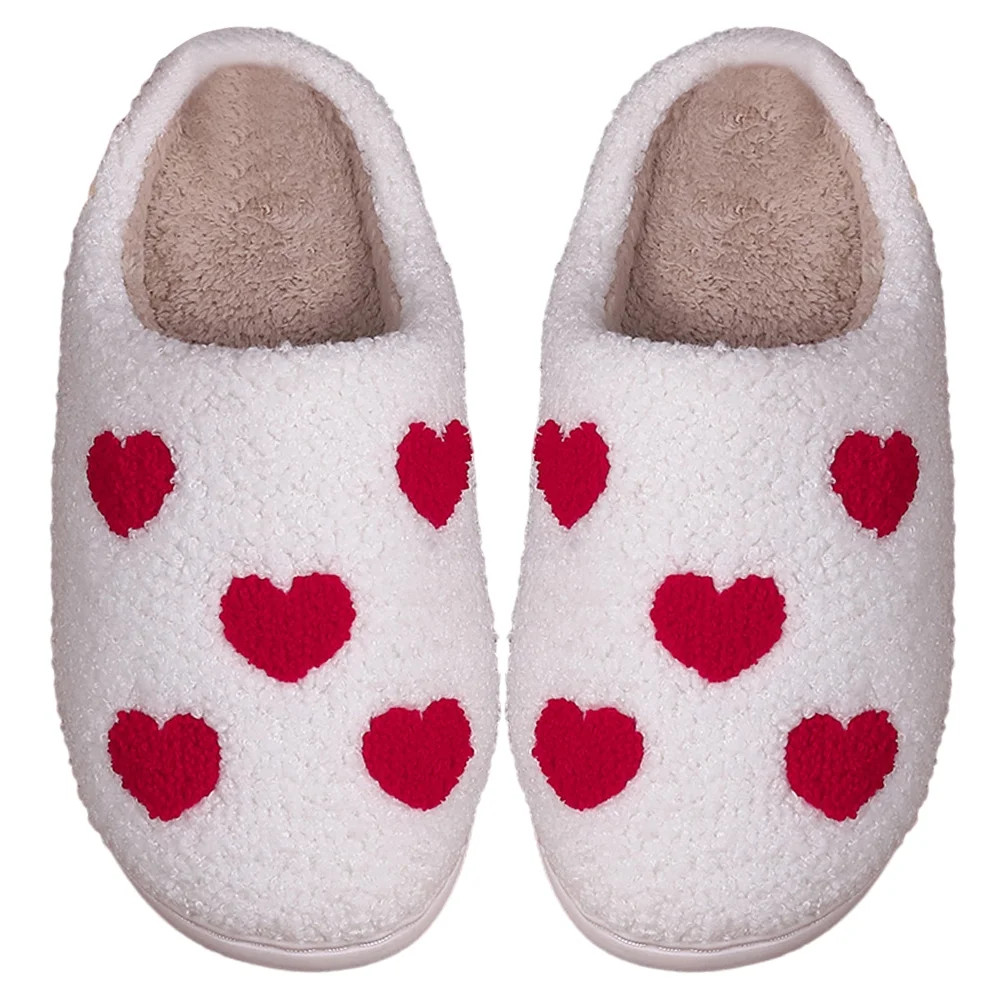 Yucurem Heart Shape Flat Thermal Slippers Anti Slip Cartoon for Men Women (36-37 ) | Walmart (US)