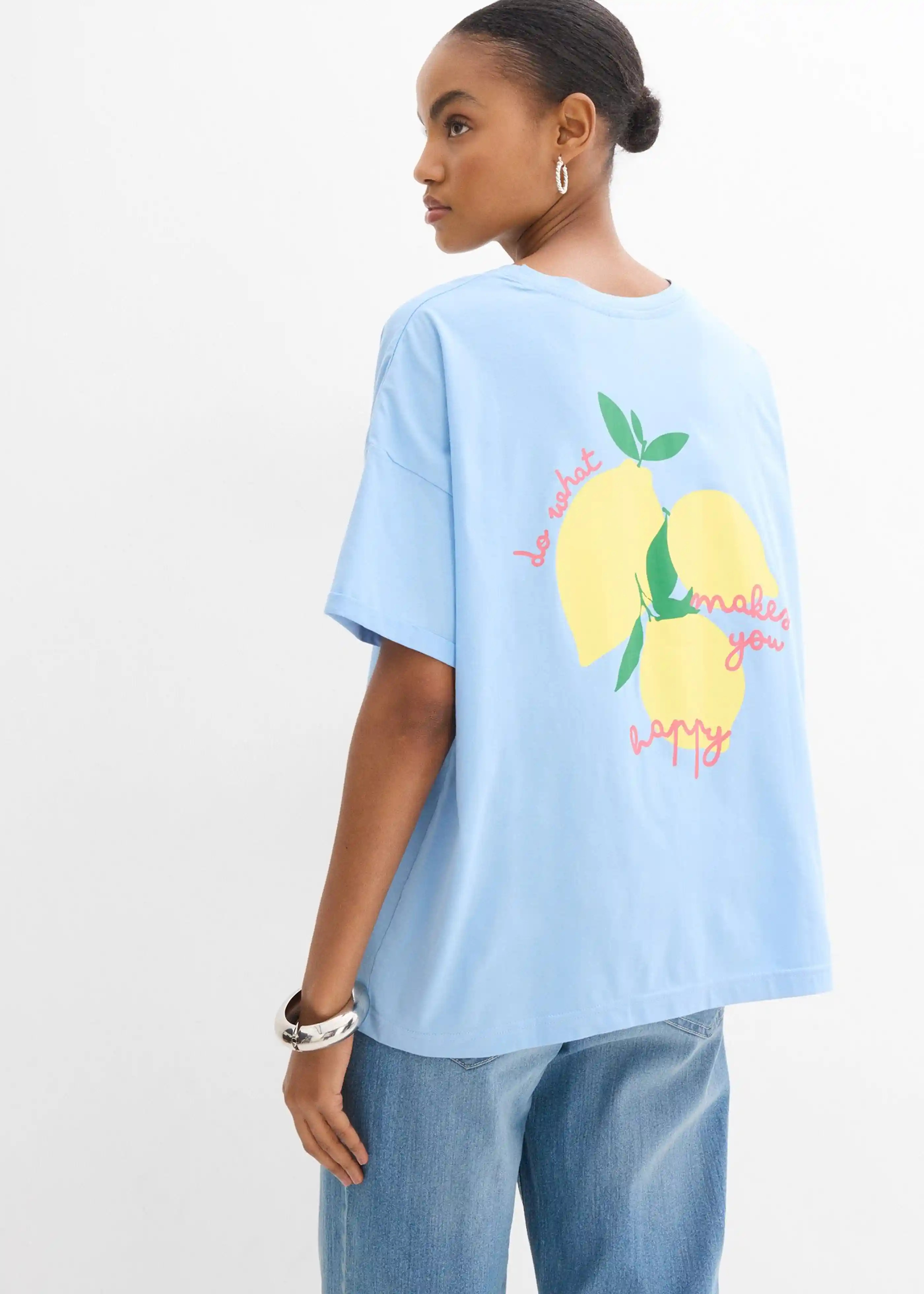 Oversize-Shirt mit Print aus reiner Bio-Baumwolle - blau - Damen | Bonprix DE