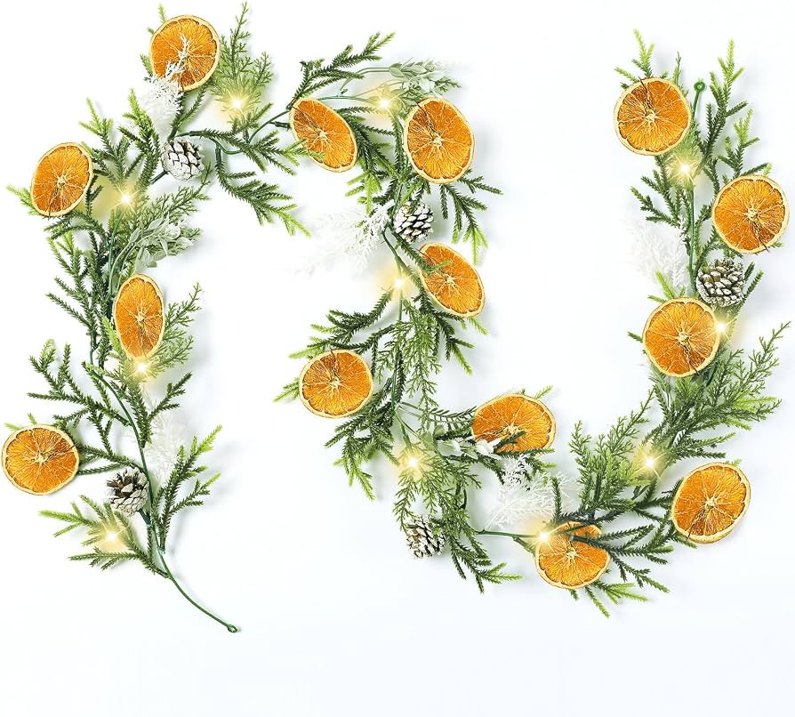 Jutom 6ft Christmas Orange Slice Garland with Lights Indoor Outdoor Artificial Christmas Dried Or... | Amazon (US)