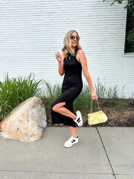 Loved wearing this LBD for date night! Ribbed, stretchy, only $14- size small & TTS
Shoes are size 8- TTS
yellow purse for a fun pop of color! 

#LTKSaleAlert #LTKStyleTip #LTKSeasonal