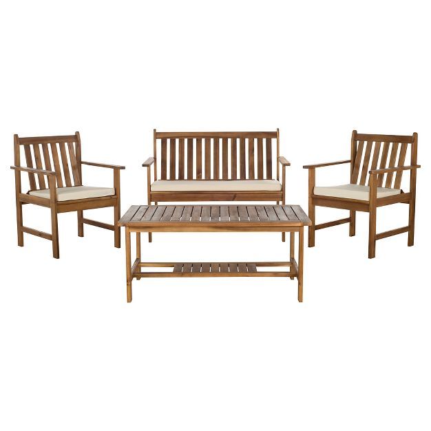 Cyprus 4-Piece Patio Conversation Furniture Set - Brown - Safavieh | Target
