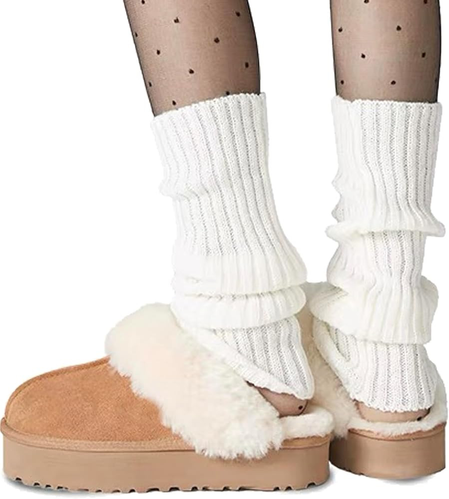 Ribbed Knitted Leg Warmers for Women Girls 80s Retro Winter Short Slouch Knee High Leg Socks For ... | Amazon (US)