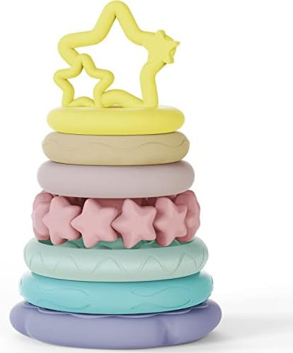 Oxanlare Baby Montessori Sensory Toys, Stacking Rings Soft Baby Blocks for 6 9 12 18 Months One 1... | Amazon (US)
