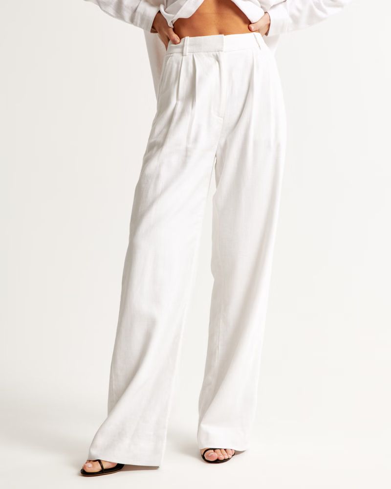 Women's A&F Sloane Tailored Linen-Blend Pant | Women's New Arrivals | Abercrombie.com | Abercrombie & Fitch (US)