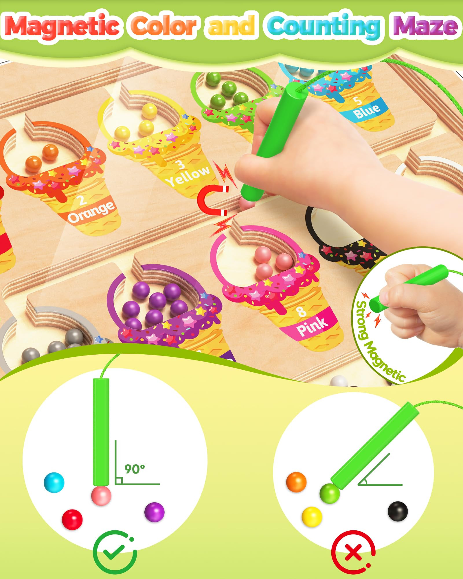 Magnetic Color and Number Maze, Montessori Toys for 2 3 4 Year Old, Wooden Color Matching Puzzle ... | Amazon (US)