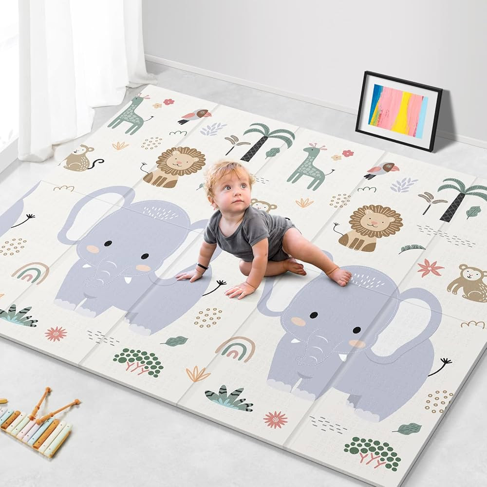 79x71 Foldable Play Mat for Baby, Extra Large Non-Toxic Tummy Time and Crawling Mat, Thick Foam P... | Amazon (US)