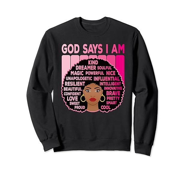 Afro American Melanin Black Pride Pink Woman African Girl Sweatshirt | Amazon (US)