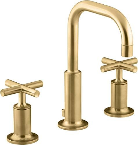 Kohler K-14406-3-2MB Purist Bathroom Sink Faucet, Widespread Low Cross Handles and Low Gooseneck ... | Amazon (US)