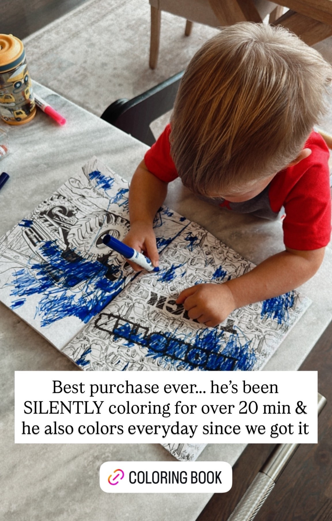 Keeping him entertained AND quiet 🙌 This monster truck coloring book has been a total win – he colors every single day now! Pair it with these mini washable markers, perfect for little hands and easy cleanup.

#kidsactivities #toddleractivities #preschoolactivities #boymomlife #toddlerboymom #momlifehacks #amazonfinds #amazonforkids #kidsamazonfinds #giftideasforkids #quiettimeactivities #creativekids #coloringbookforkids #washablemarkers #kidsartsandcrafts #toddlermusthaves #preschoolmusthaves #momapproved #amazonfavorites #playtimefun