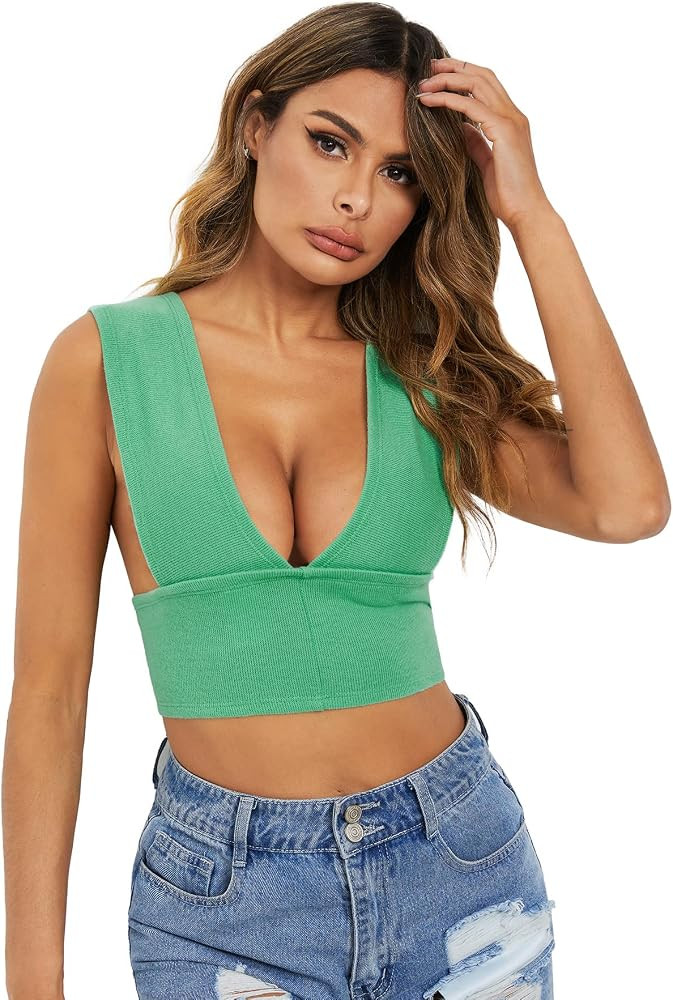 Verdusa Women's DIY Self Tie Knit Vest Sleeveless Crop Tank Top | Amazon (US)