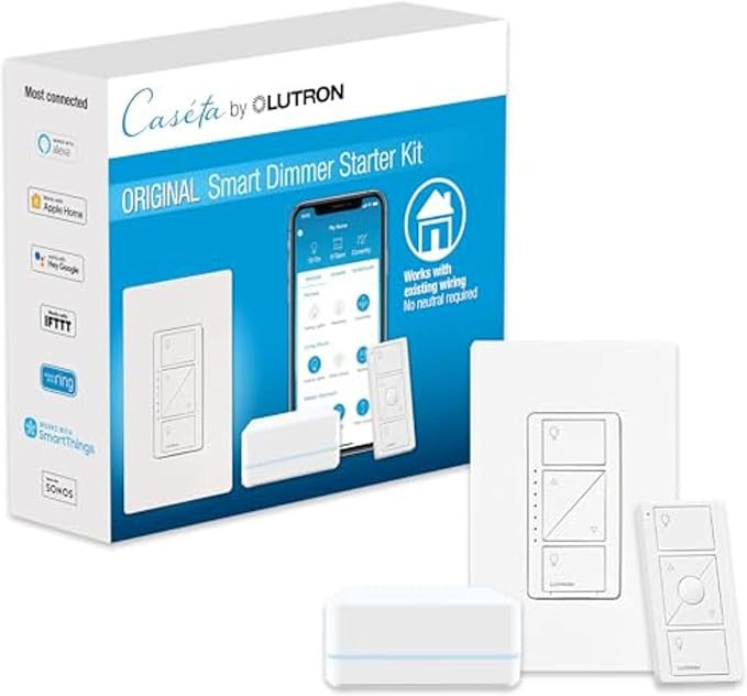 Lutron Caseta Original Smart Dimmer Switch Starter Kit, with Pico Remote, Wall Plate, and Smart H... | Amazon (US)