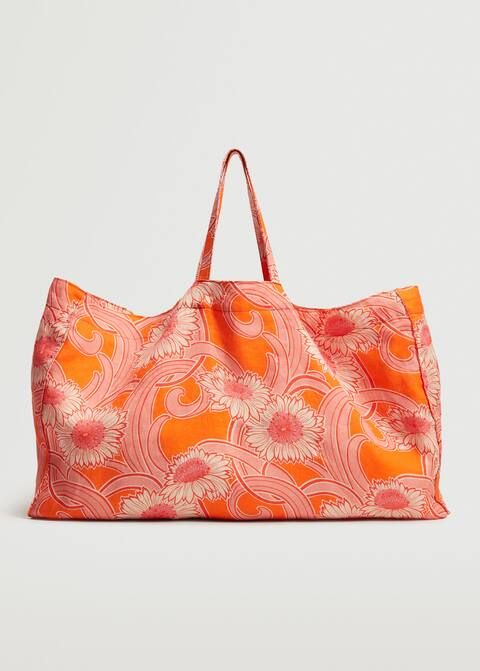 Linen maxi shopper bag | MANGO (UK)