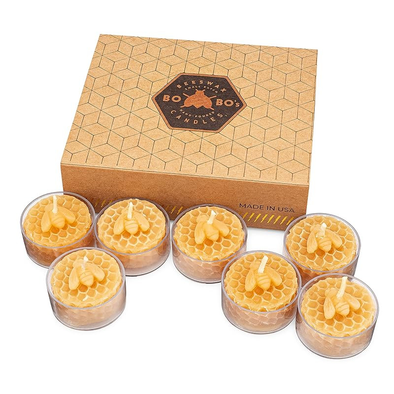 Bobo’s Beeswax Bee Tealight Candles, 7 Pack, Hand Poured Tea Lights with Clean, Long Burning Co... | Amazon (US)