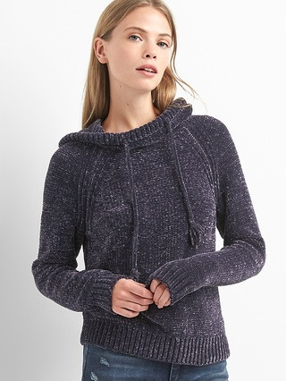 Gap Womens Chenille Tassel Pullover Hoodie Moonless Night Size L Tall | Gap US