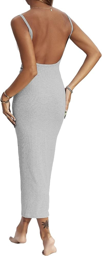 Women Backless Maxi Tank Dress Bodycon Sexy Open Back Hollow Long Dresses Sleeveless Elegant Cock... | Amazon (US)