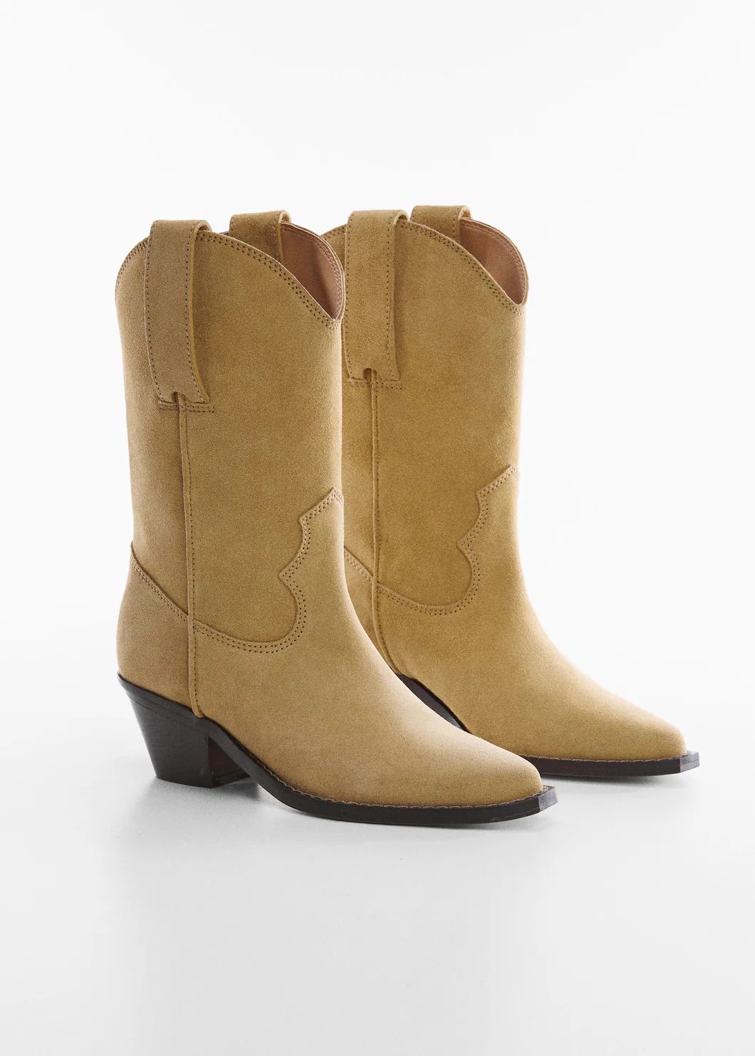 Cowboy style leather ankle boots -  Women | Mango USA | MANGO (US)