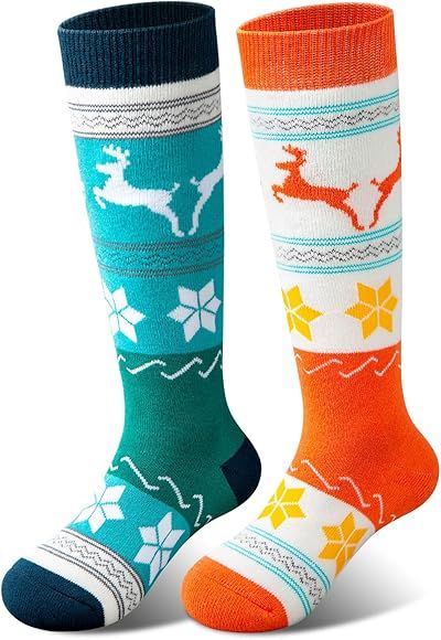 Kids Ski Socks (2 Pairs/3 Pairs) for Boys Girls Thick Warm for Winter Snow Skiing Snowboard Sport... | Amazon (US)