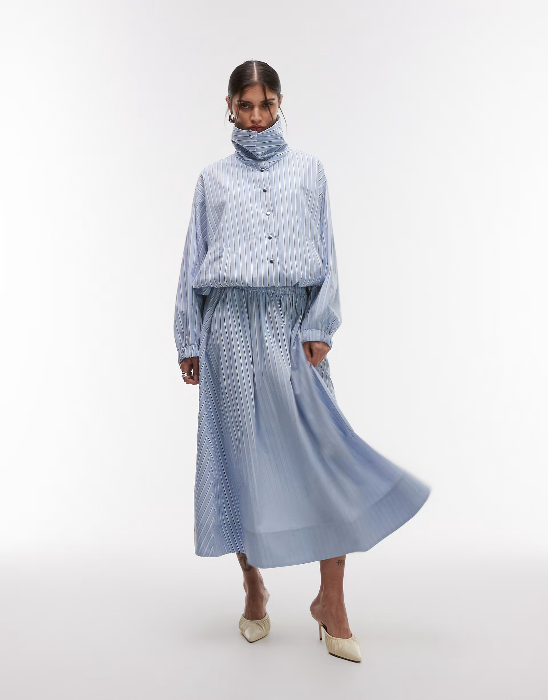 ASOS DESIGN full volume maxi skirt in blue stripe | ASOS (Global)