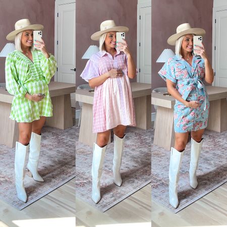 #CountryConcert Outfit inspo — the green gingham romper is also perfect for St.Patrick’s day! Wearing a small in the green and pink, medium in the blue floral dress! #RedDress #SpringDress #Resortwear #bumpstyle 

#LTKunder100 #LTKstyletip #LTKbump