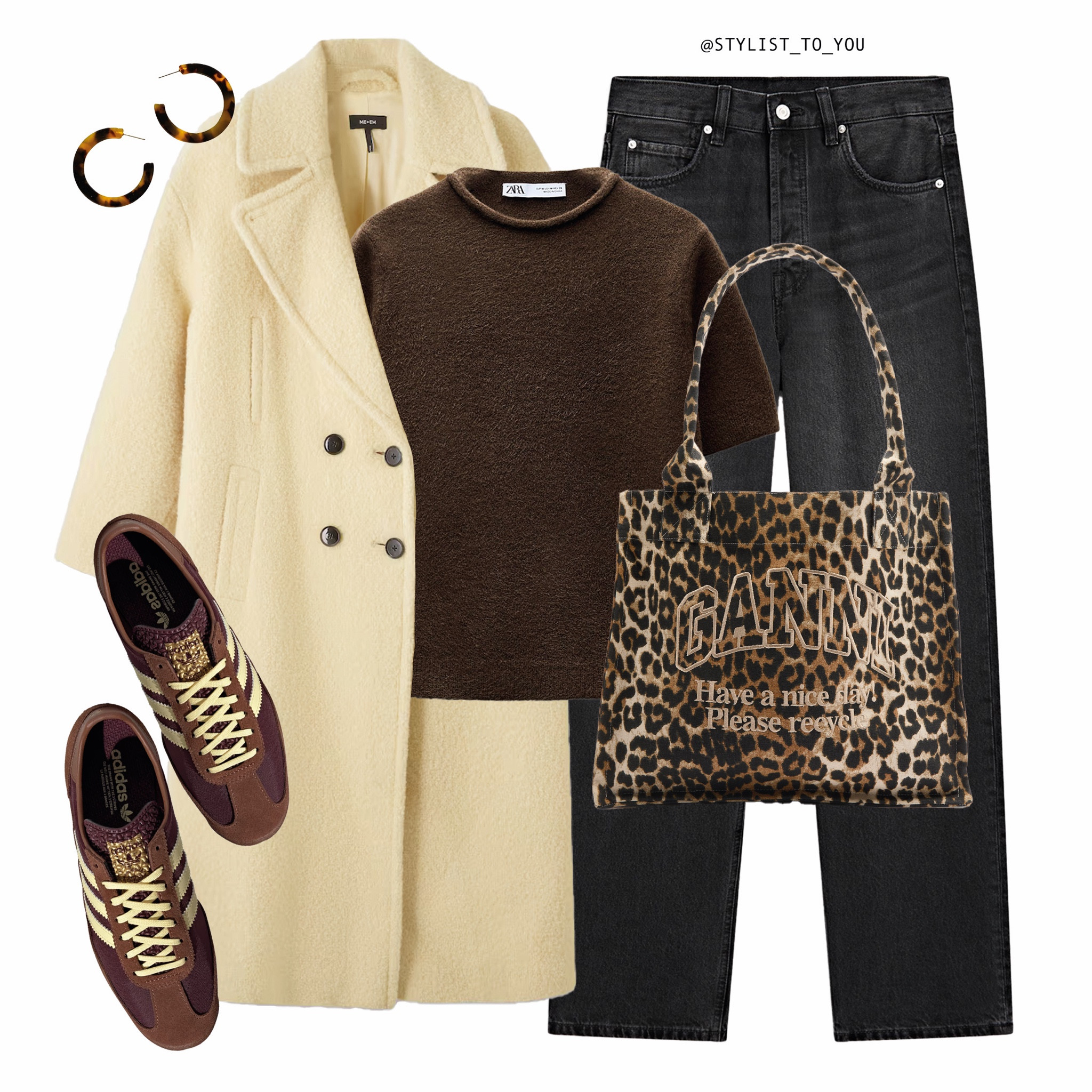 Lemon is trending 🍋💛

A chic outfit featuring a lemon yellow coloured double-breasted boucle textured coat, a dark brown short-sleeve sweater jumper knitwear top tank, black washed jeans, maroon Adidas sneakers with lemon laces and gold details, a leopard print Ganni oversize large tote bag, and tortoiseshell hoop earrings. tailored coat, designer coat, wool coat, transitional outfit, brown sweater, short sleeve knit, Zara knit, jeans outfit, straight-leg jeans, high-waisted jeans, casual chic, street style, neutral outfit, spring outfit, fall fashion, autumn style, Adidas sneakers, adidas trainers, pastel, burgundy sneakers, gold accents, animal print, tote bag, Ganni bag, statement tote, tortoiseshell accessories , chunky hoops, monochrome outfit, layering, cozy chic, urban fashion, casual luxe, minimal style, effortless outfit, fashion inspo, daily style, weekend outfit, city look, capsule wardrobe, modern fashion, cold weather style, trendy outfit, everyday chic

#LTKover50style #LTKluxury #LTKeurope
