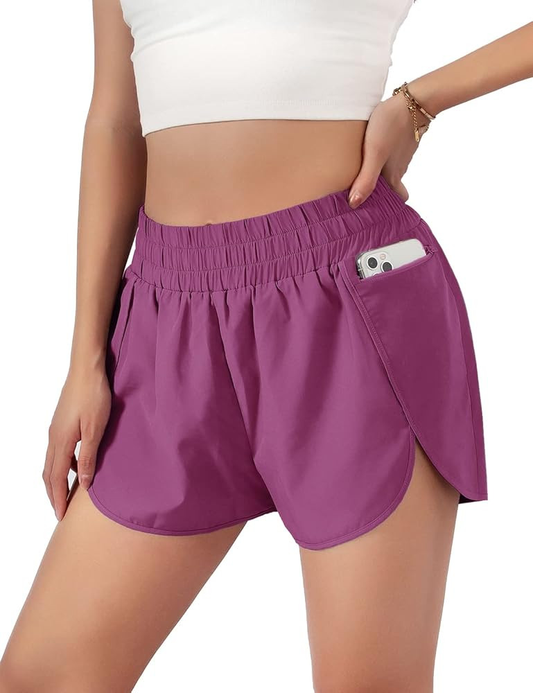 Blooming Jelly Women's Quick-Dry Running Shorts Workout Sport Layer Active Shorts with Pockets 1.75" | Amazon (US)