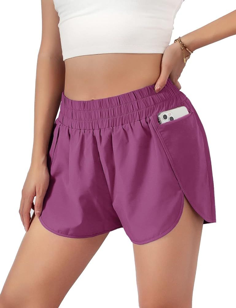 Blooming Jelly Women's Quick-Dry Running Shorts Workout Sport Layer Active Shorts with Pockets 1.75" | Amazon (US)
