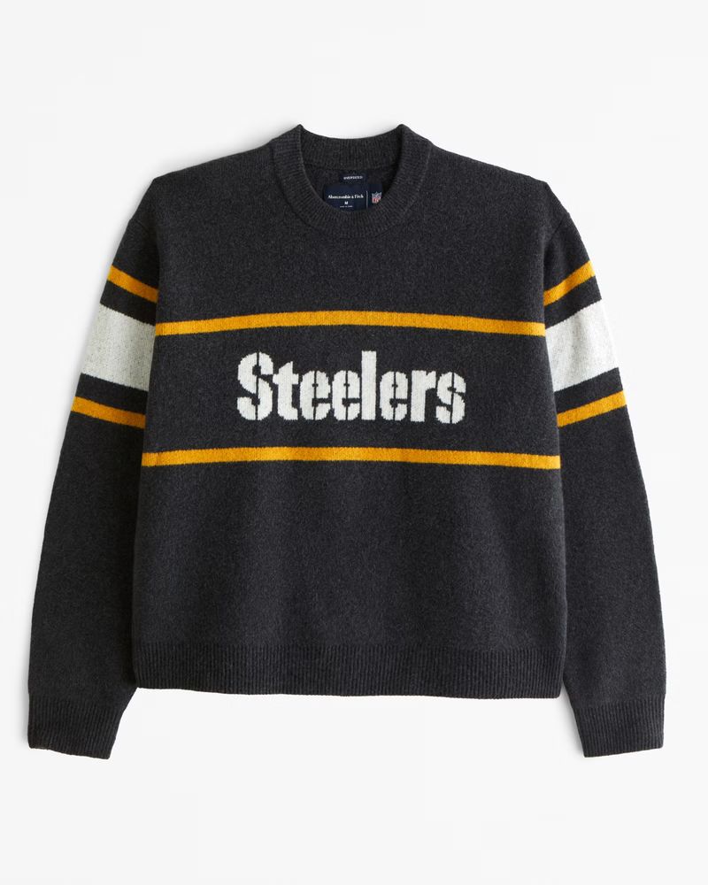 Abercrombie & Fitch Men's Pittsburgh Steelers Crew Sweater in Black Pattern - Size XXXL TALL | Abercrombie & Fitch (US)