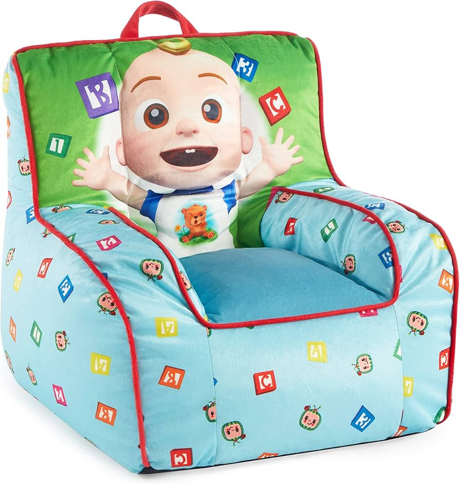Idea Nuova Cocomelon Kids Mink Plush Bean Bag Chair with Piping & Top Carry Handle , Large | Amazon (US)
