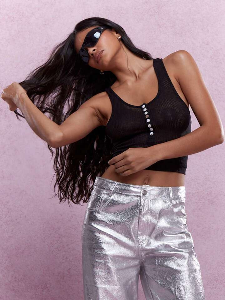 MISSGUIDED Buttoned Tank Top | SHEIN
