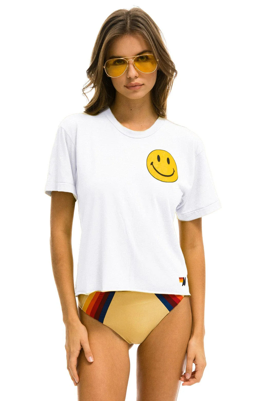 SMILEY 2 BOYFRIEND TEE - WHITE | Aviator Nation