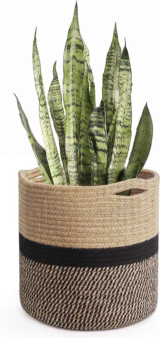 TIMEYARD Sturdy Jute Rope Plant Basket Modern Woven Basket for 10" Flower Pot Floor Indoor Plante... | Amazon (US)