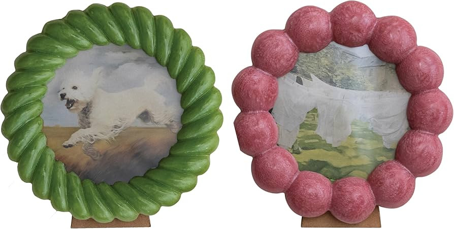 Creative Co-Op 2-Piece Round Resin Photo Frame Set, Ball & Twisted, Multicolor | Amazon (US)