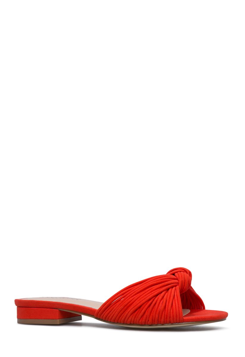 Shoedazzle Flat Sandals Cati Knotted Slide Sandal Womens Orange Size 5.5 | ShoeDazzle