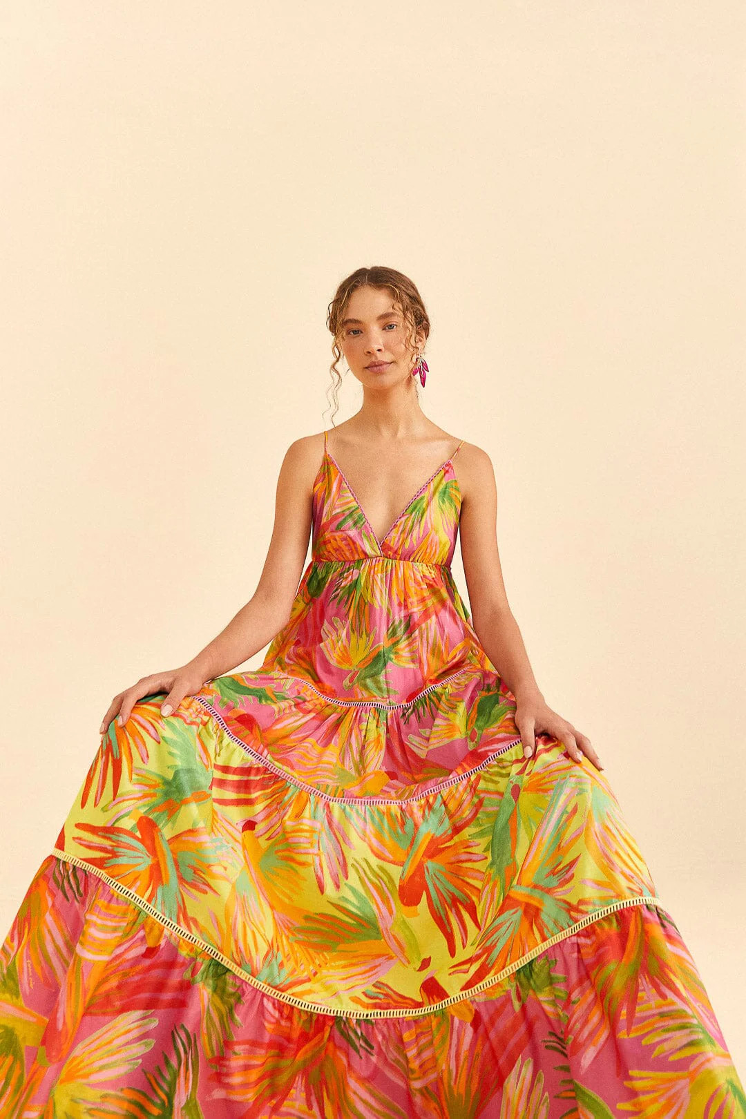 Mixed Painted Birds Maxi Dress | FarmRio (US)