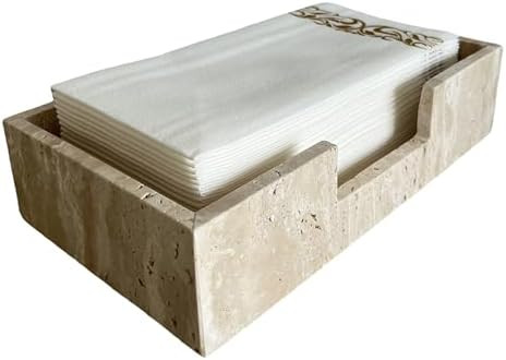 Natural Travertine Napkin Holder 9.8"x5.7"x2.4", Rectangle Guest Towel Dispenser for Bathroom Kit... | Amazon (US)