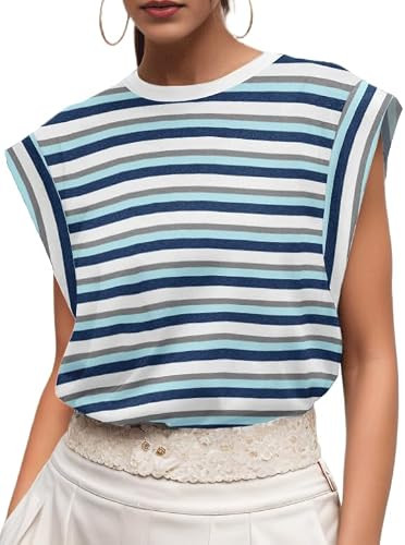 GRECERELLE Women 2026 Cap Sleeve Tops Summer Casual Tee Shirt Loose Crew Neck Basic Tank Trendy W... | Amazon (US)