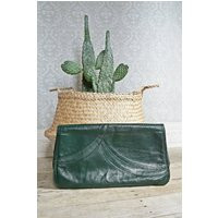 Vintage 1970s Pine Green  Envelope Clutch Bag | Etsy (US)
