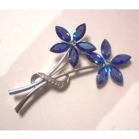 Vintage Blue Flowers Rhinestone Brooch, Gift For Her | Etsy (US)